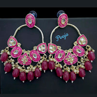 Pooja Bangles Kundan Meenakari Dangler Earrings