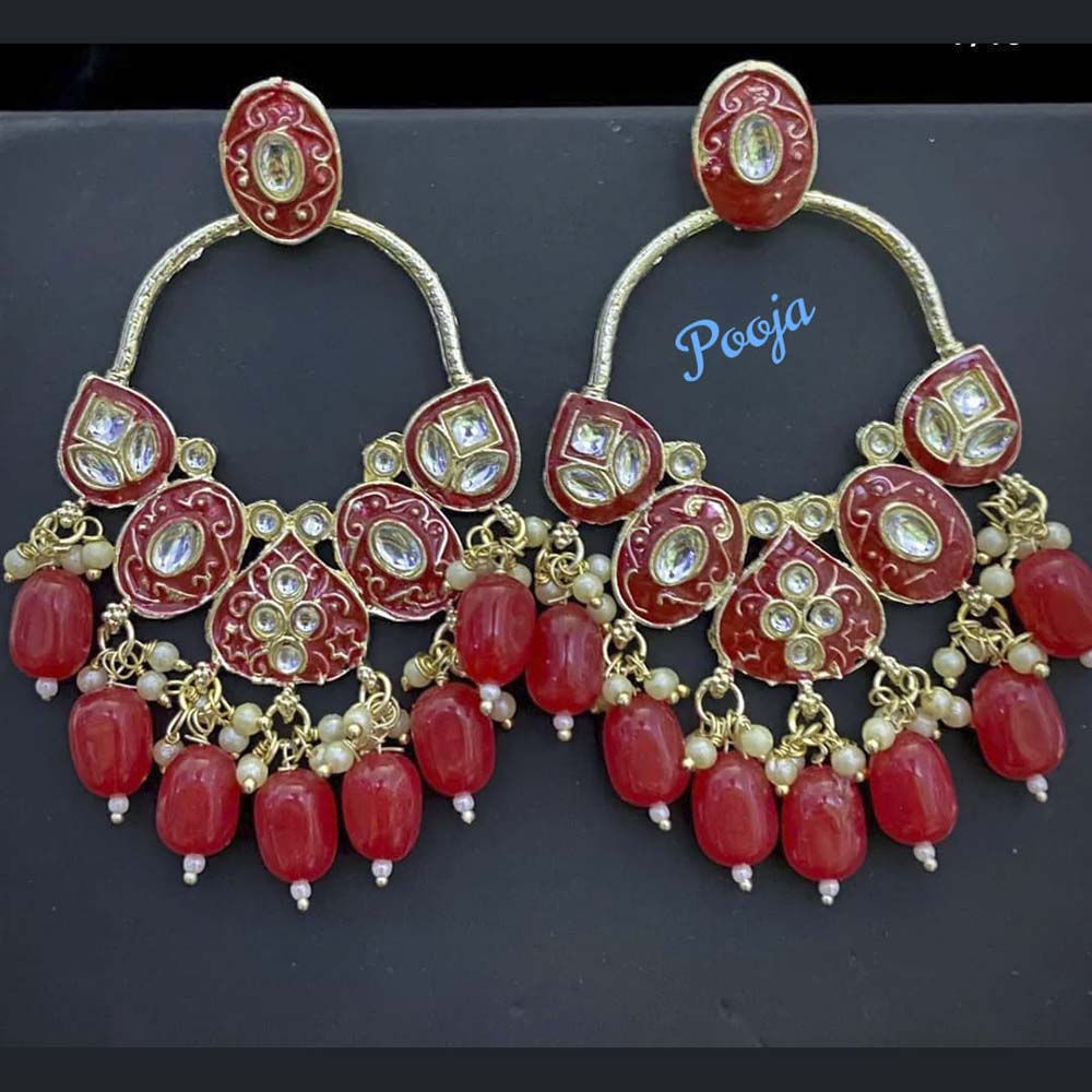 Pooja Bangles Kundan Meenakari Dangler Earrings