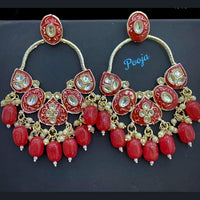 Pooja Bangles Kundan Meenakari Dangler Earrings