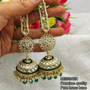Pooja Bangles Gold Plated Kundan & Beads Jhumka Earrings With Kan Chain