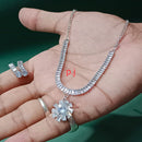 Pooja Bangles Silver Plated Stylish Necklace Set