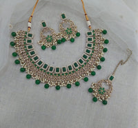 Pooja Bangles Gold Plated Austrian Stone Beads Necklace Set With Maangtikka