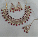 Pooja Bangles Gold Plated Austrian Stone Beads Necklace Set With Maangtikka