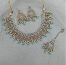 Pooja Bangles Gold Plated Austrian Stone Beads Necklace Set With Maangtikka