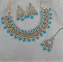 Pooja Bangles Gold Plated Austrian Stone Beads Necklace Set With Maangtikka