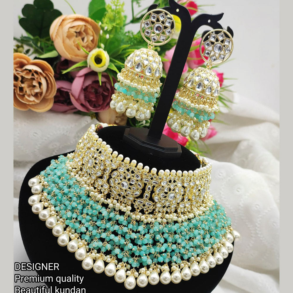 Pooja Bangles Gold Plated Kundan & Pearl Choker Necklace Set