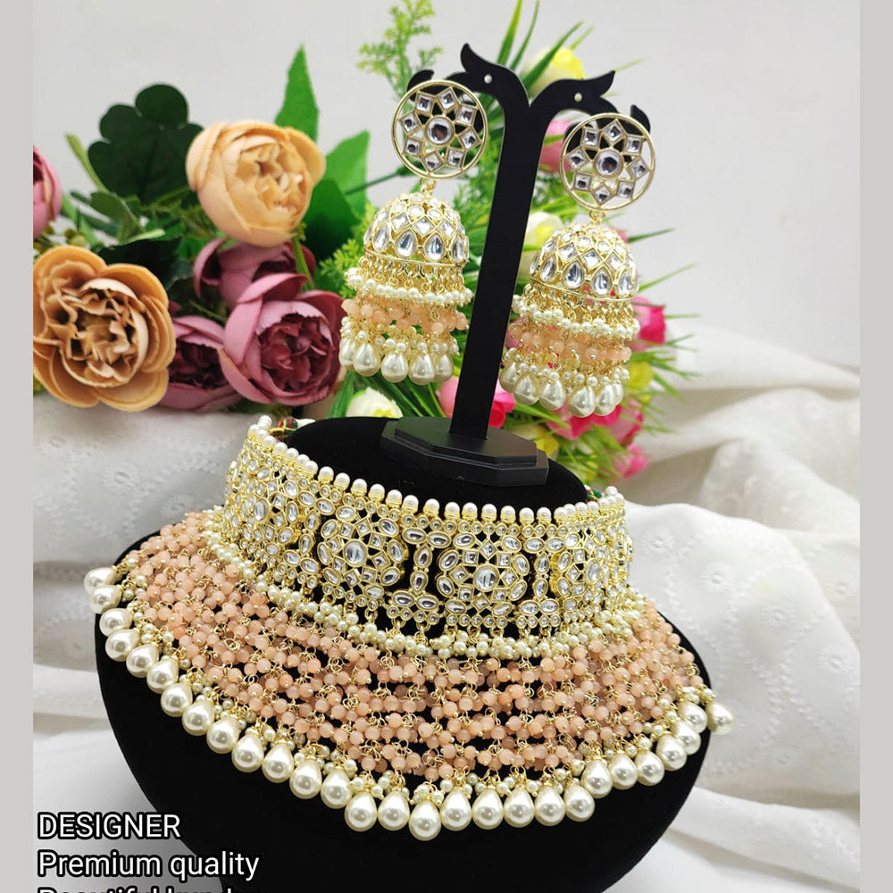 Pooja Bangles Gold Plated Kundan & Pearl Choker Necklace Set