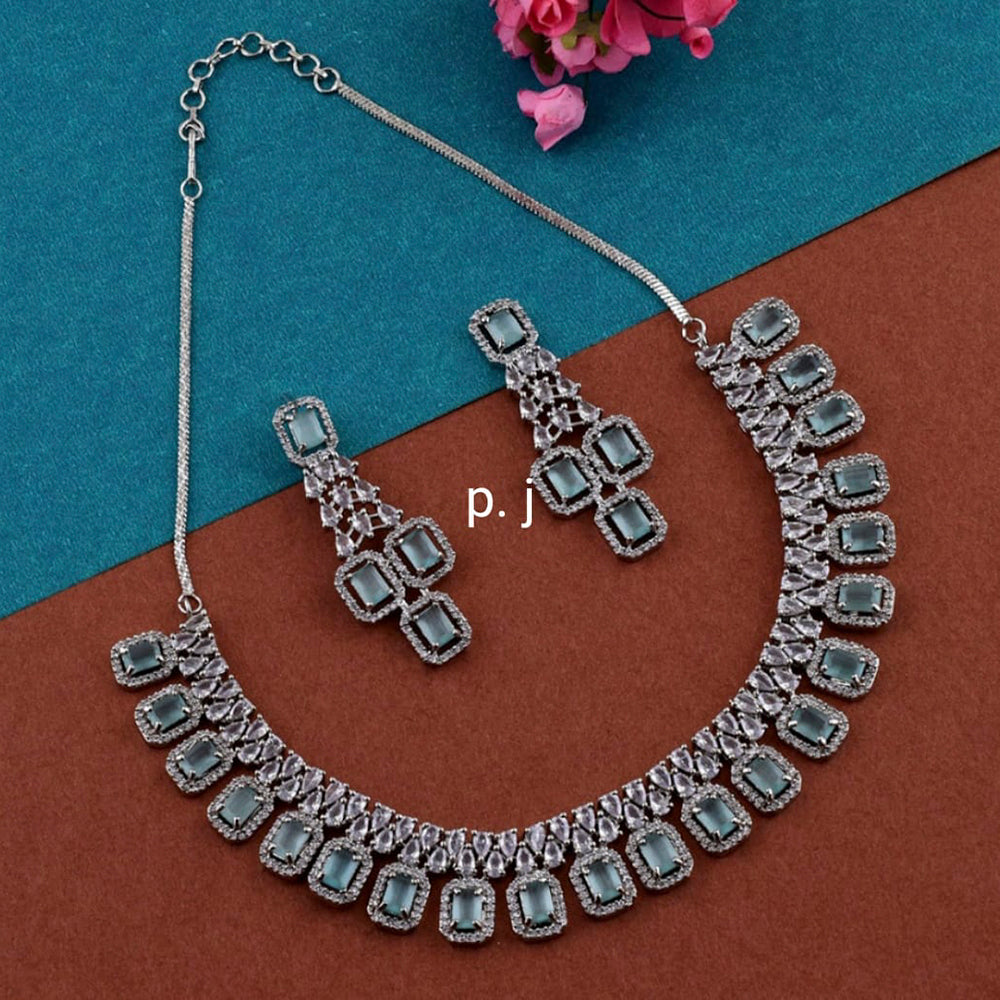 Pooja Bangles Silver Plated American Diamond Necklace Set
