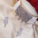 Pooja Bangles Silver Plated American Diamond Pearl Choker Necklace Set