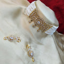 Pooja Bangles Gold Plated American Diamond Pearl Choker Necklace Set
