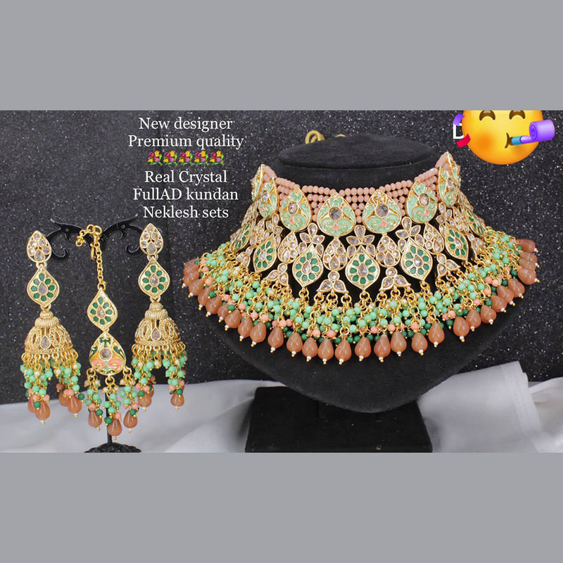 Pooja Bangles Gold Plated Meenakari & Austrian Stone Choker Necklace Set