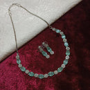 Pooja Bangles Silver Plated Crystal Stone Necklace Set