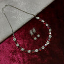 Pooja Bangles Silver Plated Crystal Stone Necklace Set