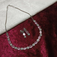 Pooja Bangles Silver Plated Crystal Stone Necklace Set