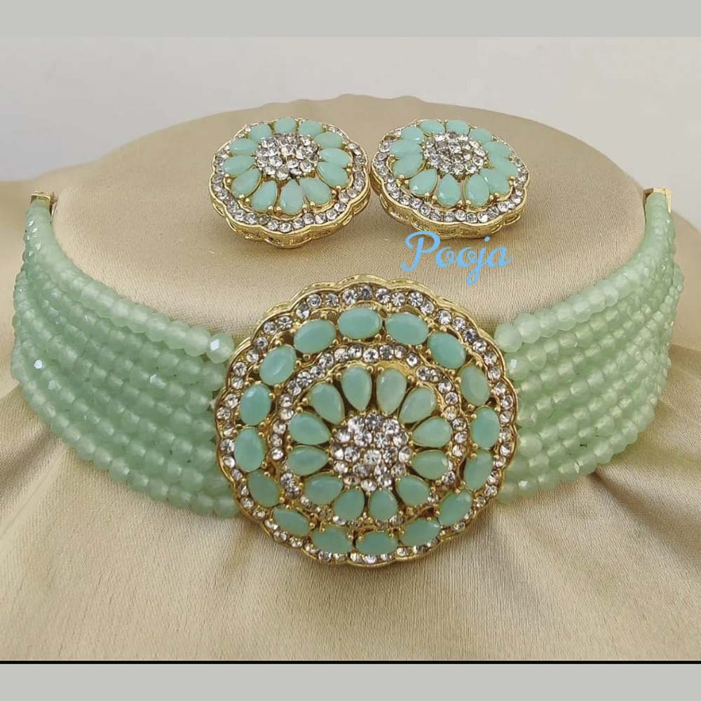 Pooja Bangles Austrian Stone & Beads Choker Necklace Set