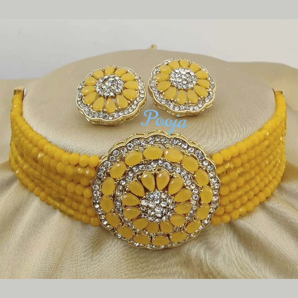 Pooja Bangles Austrian Stone & Beads Choker Necklace Set