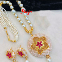 Pooja Bangles Austrian Stone Pearl Long Necklace Set