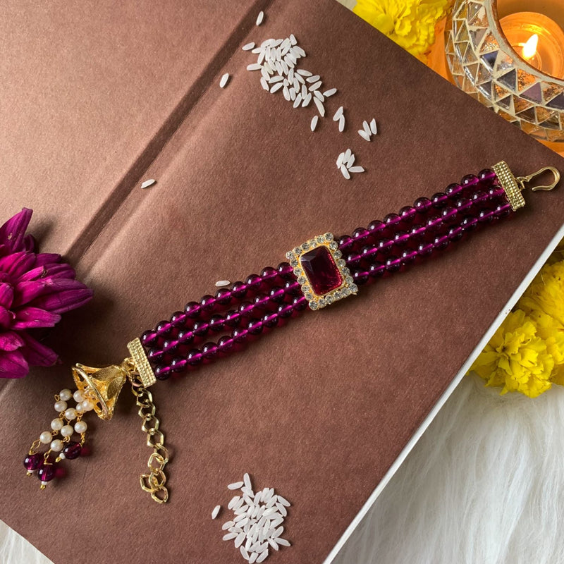 Etnico I Jewels Rakshabandhan Designer Pearl Hanging Lumba Bracelet Rakhi For Bhabhi/Sister ((R010Wi-L)