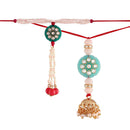 Etnico Gold Plated Hanging Traditional Pearl Studded and Beaded Lumba Rakhi for Bhabhi (R012-17LCO) (Pack of 2 Lumba)