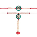 Etnico Designer Bhaiya Bhabhi Hanging Lumba Rakhi Combo Set for Rakshabhandan Special (R012-CO)