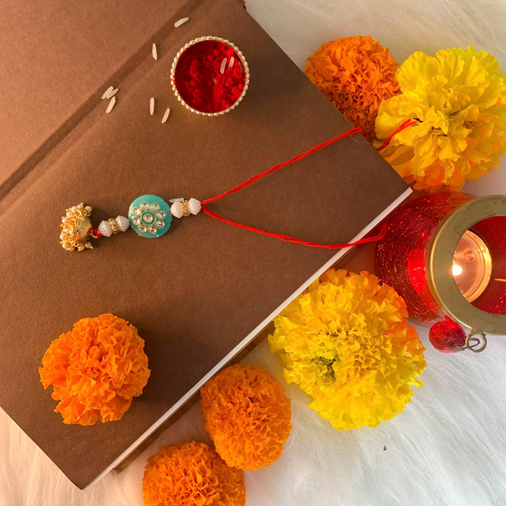 Etnico Designer Bhaiya Bhabhi Hanging Lumba Rakhi for Rakshabhandan Special (R017-L)