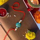 Etnico Gold Plated Ethnic Designer Pearl Kundan Rakhi Bracelet for Brother/Men (R017-R)