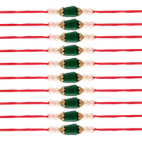 Etnico Ethnic Designer Pearl Beads Combo Rakhi Bracelet for Men/Brother/ Bhaiya (Pack of 10) (R018-10)