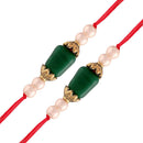 Etnico Ethnic Designer Pearl Kundan Combo Rakhi Bracelet for Men/Brother/ Bhaiya (Pack of 2) (R018-2)