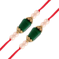 Etnico Ethnic Designer Pearl Kundan Combo Rakhi Bracelet for Men/Brother/ Bhaiya (Pack of 2) (R018-2)