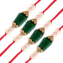 Etnico Ethnic Designer Pearl Beads Combo Rakhi Bracelet for Men/Brother/ Bhaiya (Pack of 4) (R018-4)