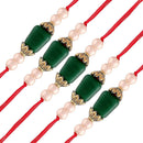 Etnico Ethnic Designer Pearl Beads Combo Rakhi Bracelet for Men/Brother/ Bhaiya (Pack of 5) (R018-5)