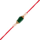 Etnico Gold Plated Ethnic Designer Pearl Beads Rakhi Bracelet for Brother/Men (R018-R)