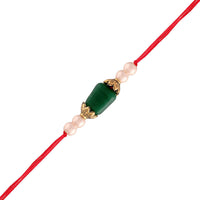 Etnico Gold Plated Ethnic Designer Pearl Beads Rakhi Bracelet for Brother/Men (R018-R)