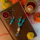 Etnico Designer Bhaiya Bhabhi Hanging Lumba Rakhi Combo Set with Roli Chawal for Rakshabhandan (R020-CO)
