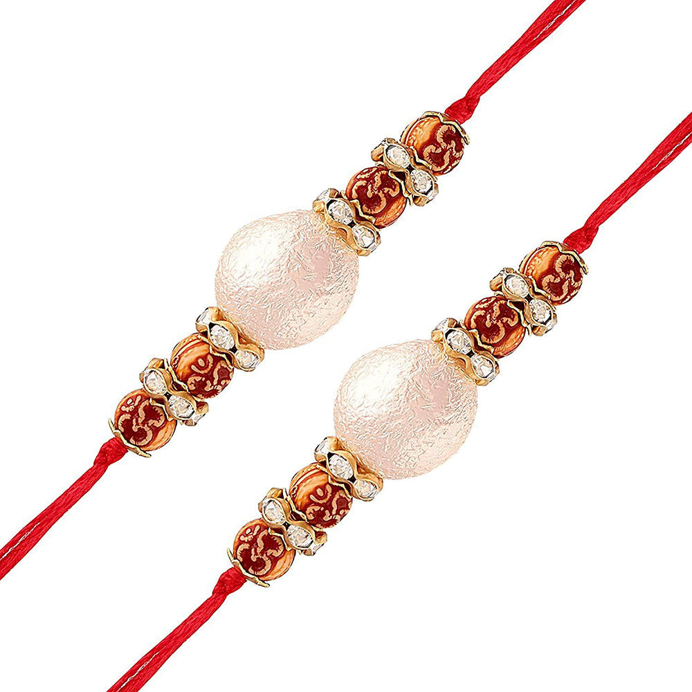 Etnico Ethnic Designer Pearl Stone Combo Rakhi Bracelet for Men/Brother/ Bhaiya (Pack of 2)(R021-2)