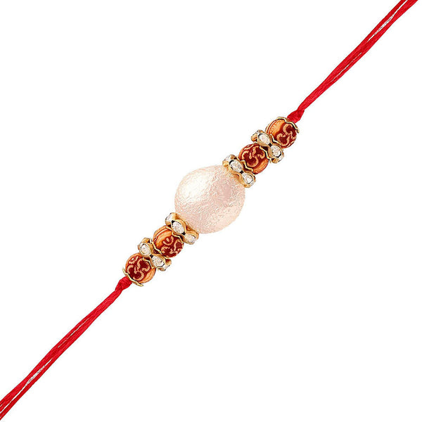 Etnico Gold Plated Ethnic Designer Stone Beads Rakhi Bracelet for Brother/Men (R021-R)