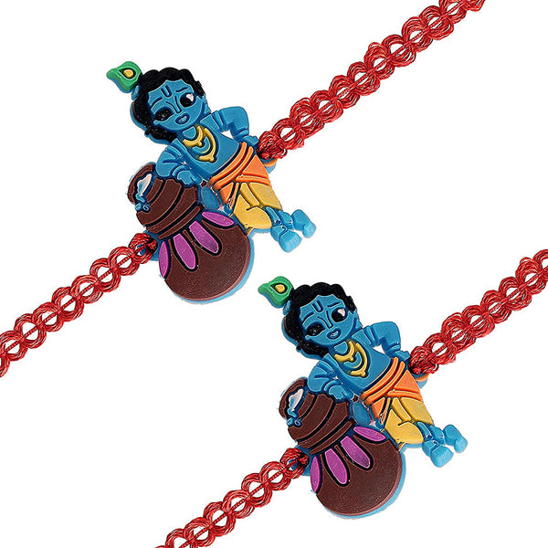 Etnico Fancy Cartoon Character Lord Krishna Rakhi Bracelets for Boys & Kids (R029-2) (Pack of 2)