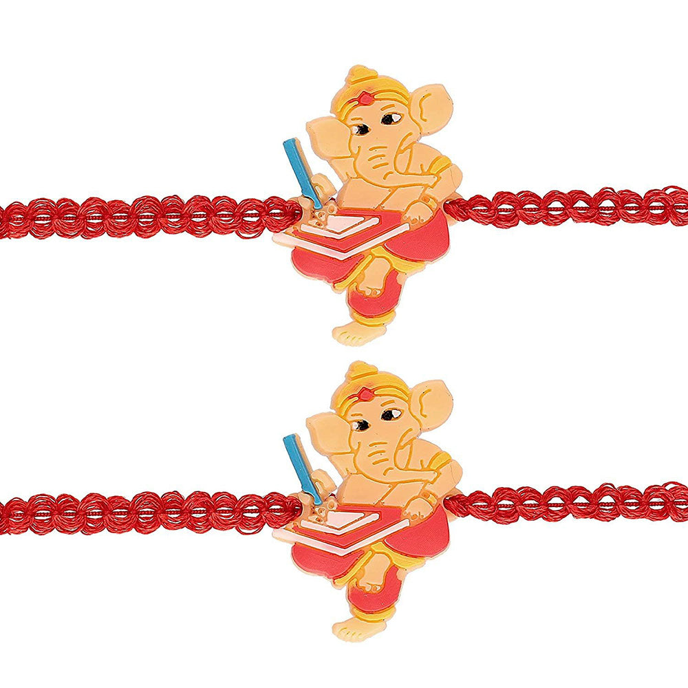 Etnico Fancy Cartoon Character Bal Ganesha Rakhi Bracelets for Boys & Kids (R030-2) ( Pack of 2)