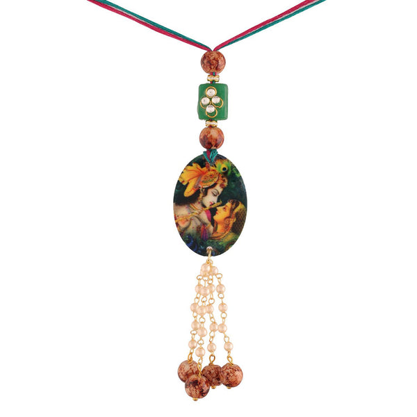 Etnico Traditional Hanging Printed Lumba Rakhi for Bhabhi (R050-L) (Pack of 1 Lumba)