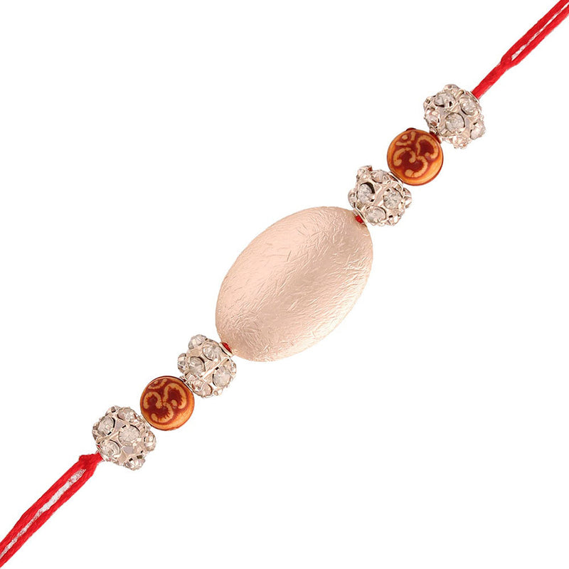 Etnico Gold Plated Ethnic Designer Pearl Rakhi Bracelet for Brother/Men (R054-R)