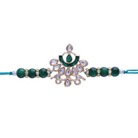 Etnico Gold Plated Ethnic Designer Enamel Pearl Beads Rakhi Bracelet for Brother/Men (R066G)