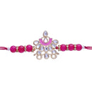 Etnico Gold Plated Ethnic Designer Enamel Pearl Beads Rakhi Bracelet for Brother/Men (R066Pi)