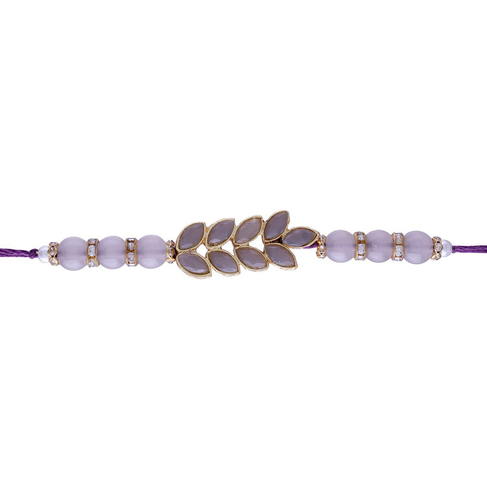 Etnico Gold Plated Ethnic Designer Pearl Rakhi Bracelet for Brother/Men (R067Gr)