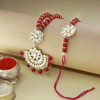 Etnico Designer Bhaiya Bhabhi Hanging Lumba Rakhi Combo Set for Rakshabhandan (R068Q-CO)