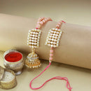 Etnico Designer Bhaiya Bhabhi Hanging Lumba Rakhi Combo Set for Rakshabhandan (R069Pe-CO)