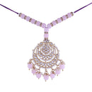 Etnico Rakshabhandan Special Designer Kundan & Pearl Studded Hanging Lumba Rakhi for Bhabhi (R072Pi-L)