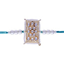 Etnico Ethnic Designer Pearl Beads Studded Rakhi Bracelet with Roli Chawal for Brother/Men (R082W)