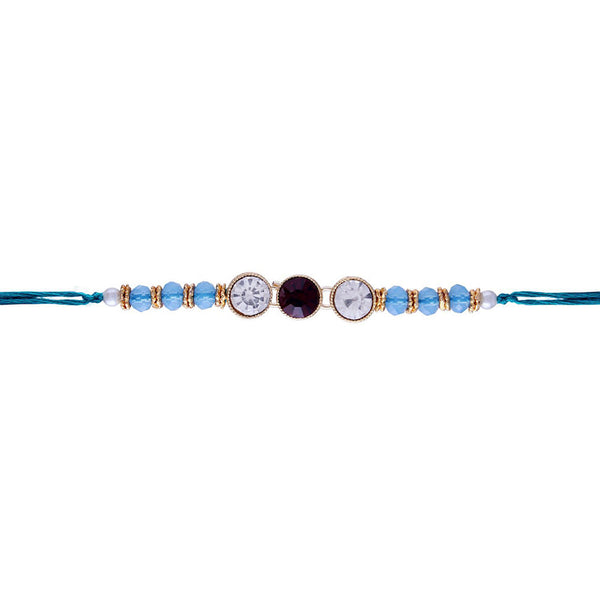 Etnico Ethnic Designer Pearl Beads Studded Rakhi Bracelet with Roli Chawal for Brother/Men (R084Sb)