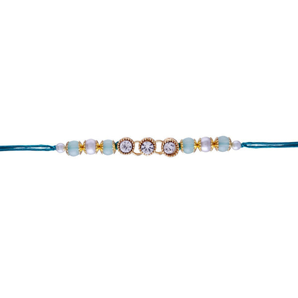 Etnico Ethnic Designer Pearl Beads Studded Rakhi Bracelet with Roli Chawal for Brother/Men (R085Min)