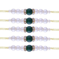 Etnico Rakshabhandan Special Designer Pearl Rakhi for Brother/Men (R086G-5) (Pack of 5)